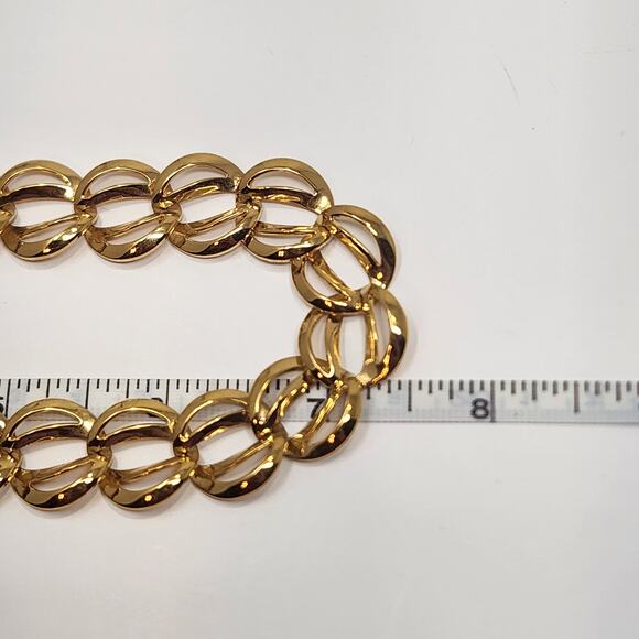 Napier Gold Tone Fancy Chain Link Necklace Collar Vintage Costume Classic Career - Picture 5 of 5